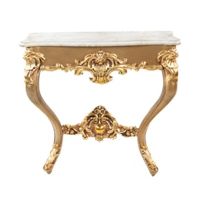 Gilded Baroque Marble Wall Console Table