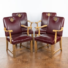 (4) Burgundy Leather U of Loyola Arm Chairs
