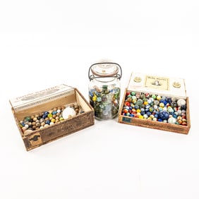 Large Collection of Assorted Vintage Marbles