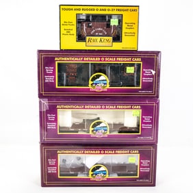 MTH Pennsylvania Wood Flat Cars Caboose & IL Box