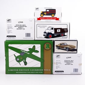 (6) Model Cars Delivery Vans & Planes with Boxes