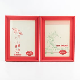 (2) Framed "Drink Coca Cola" Football Motif