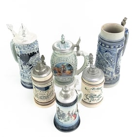 Collection of (6) Assorted "German" Beer Steins