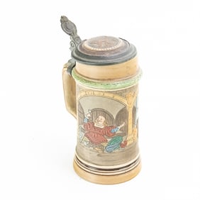 Vintage Etched German Beer Stein #1295 w King