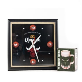 Corona Chicago Bulls Clock & St. Pat's Mug NIB