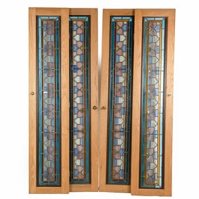 Bifold Doors w/ Leaded Stained Glass
