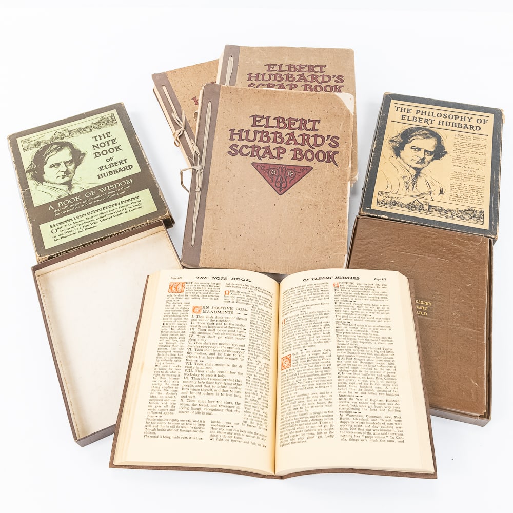 5 Vintage Elbert Hubbard Books: nd 3 cardboard bound1923 Roycrofters editions of Elbert Hubbard's Scrap Book in Vg condition.