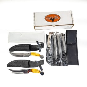 (3) Silver Stag and 2 Other Knives in Boxes