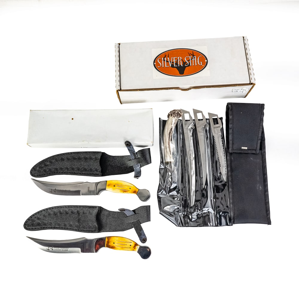 (3) Silver Stag and 2 Other Knives in Boxes (1 of 11)