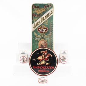 Winchester Porcelain Sign & Jack Daniels Thermomet