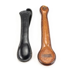 Vintage 8.5" Black & 10" Brown Leather Black Jacks