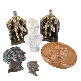 Abraham Lincoln Book Ends Wall Busts & After Shave