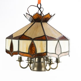 Contemporary Hanging Slag Glass Light Fixture