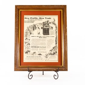 Framed Butterkist Popcorn & Peanut Machine Ad