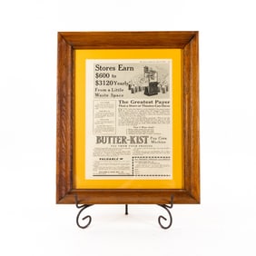 Framed Butterkist Popcorn Machine Advertisement