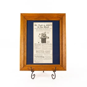 Framed Butterkist Popcorn Machine Advertisement