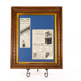 Framed Butterkist Popcorn Machine Advertisements