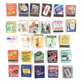 Vintage Razor Blade-Themed Match Book Collection