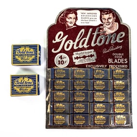 Vintage Goldtone Razor Blade Display