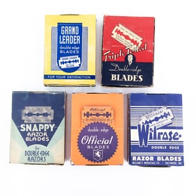 (5) Lot of Large Razor Blade Boxes