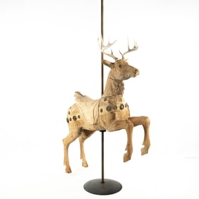 Carved Wood Heyn Reindeer Carousel Figure