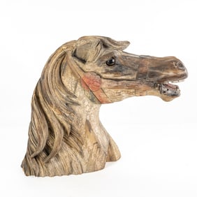 Carousel Horse Wood Head Fragment