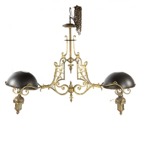 Large Brass 2 Arm Bar / Pool Table Light Fixture