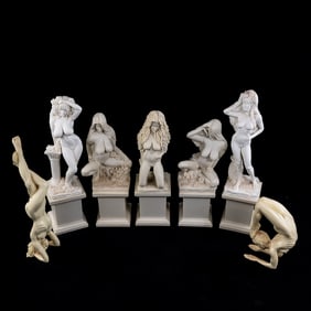 Assorted Nude Female White Resin Sculptures