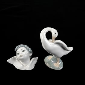 Lladro Angel Cherub & Little Duck Figurines