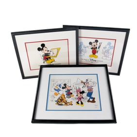 (3) Framed Walt Disney Mickey Mouse Sericel's