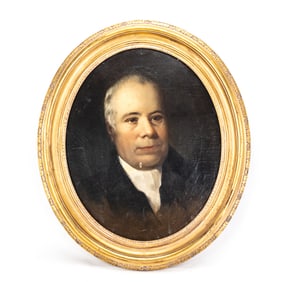 Early 19th C Oval Portrait in Gilt Frame