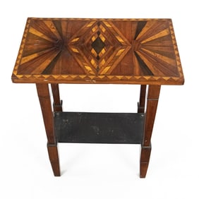 Handsome Sunburst Marquetry Accent Table