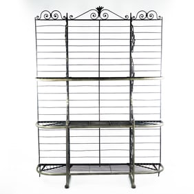 Large Wrought Iron & Brass HD Baker's Rack