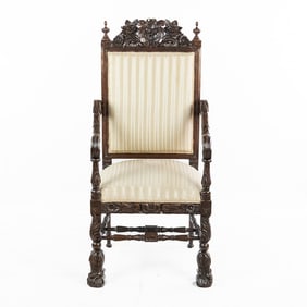 Antique Louis XIII Inspired Baroque Wooden Chair
