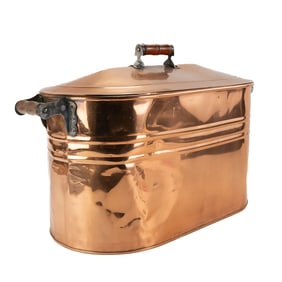 Antique Copper Wash Boiler with Lid & Handles
