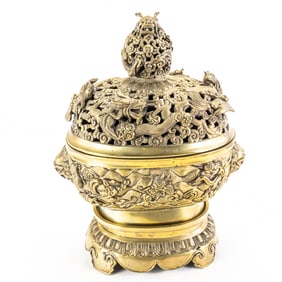 Antique Chinese Brass Dragon Incense Burner Censer
