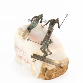 Large Quartz Rock with Skiers