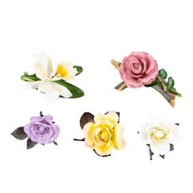 Lot of (5) Limited Edition Roses and Orchid