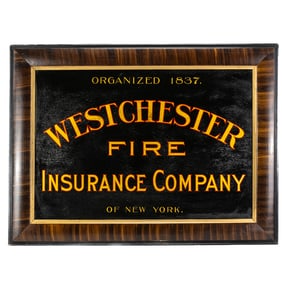 Vintage Westchester Fire Insurance Glass Sign