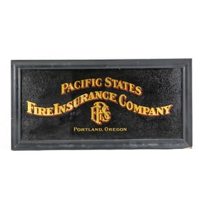 Vintage Pacific States Insurance Glass Sign