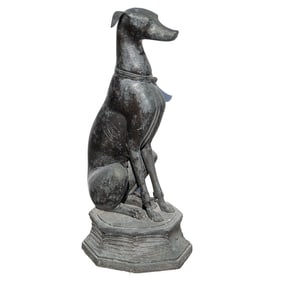 Life-Size Bronze Seated Greyhound Garden Statue