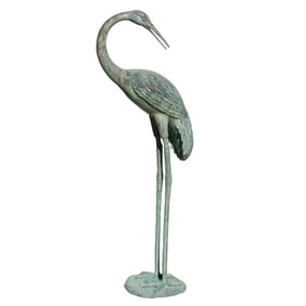 Pescara Patinated Bronze Standing Heron Garden Sta