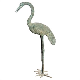 Bronze Standing Garden Crane Statue