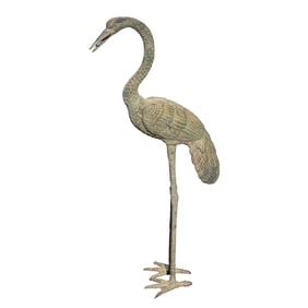 Bronze Standing Garden Crane Statue