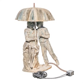 Boy and Girl Umbrella Fountain