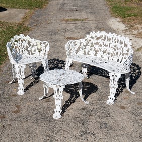 White Cast Metal Grape Garden Set (3)