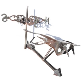 Copper Flying Crane Garden Weathervane