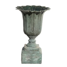 Verdigris Bronze Fluted Garden Urn