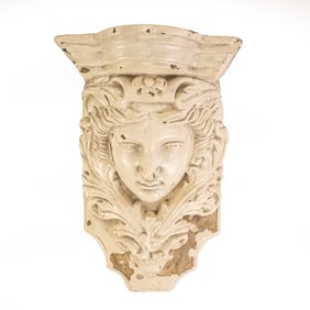 Glazed Plaster Female Face Corbel/Bracket