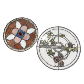 Lot of 2 Round Stained Glass Windows